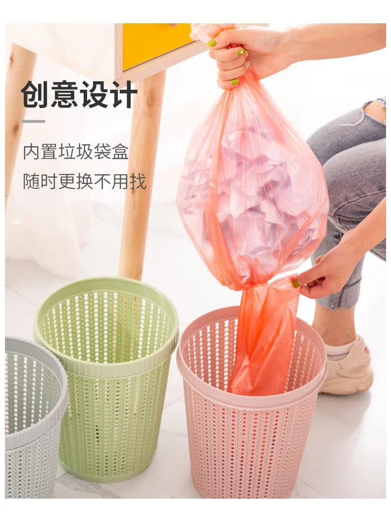 Rattan-Style Open Trash Can –