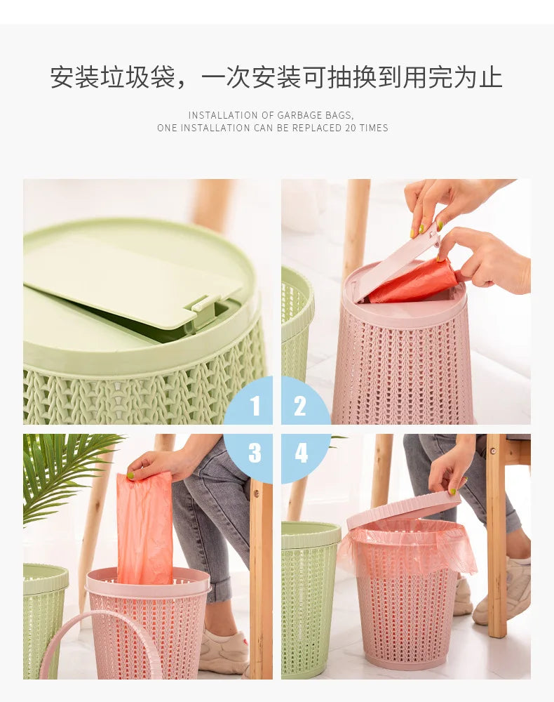 Rattan-Style Open Trash Can –