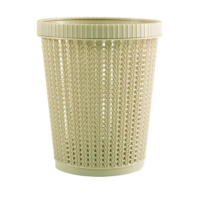 Rattan-Style Open Trash Can –