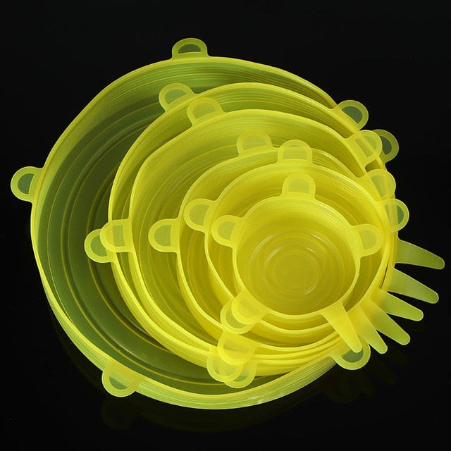 set of 6 protective silicone caps to protect your food and packaging