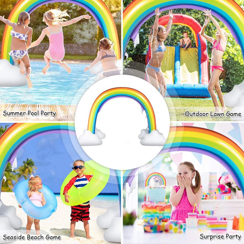 summer inflatable rainbow with sprinklers