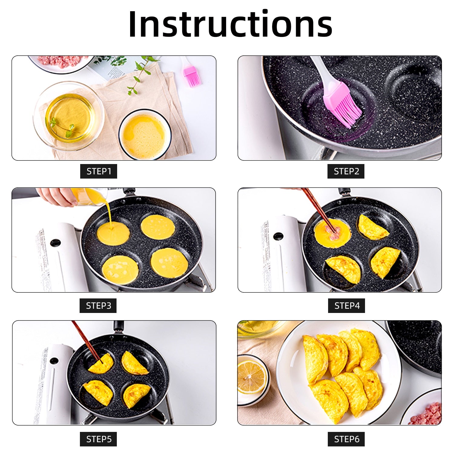 4-7 Cups on-stick Pan Holes Cooking Egg