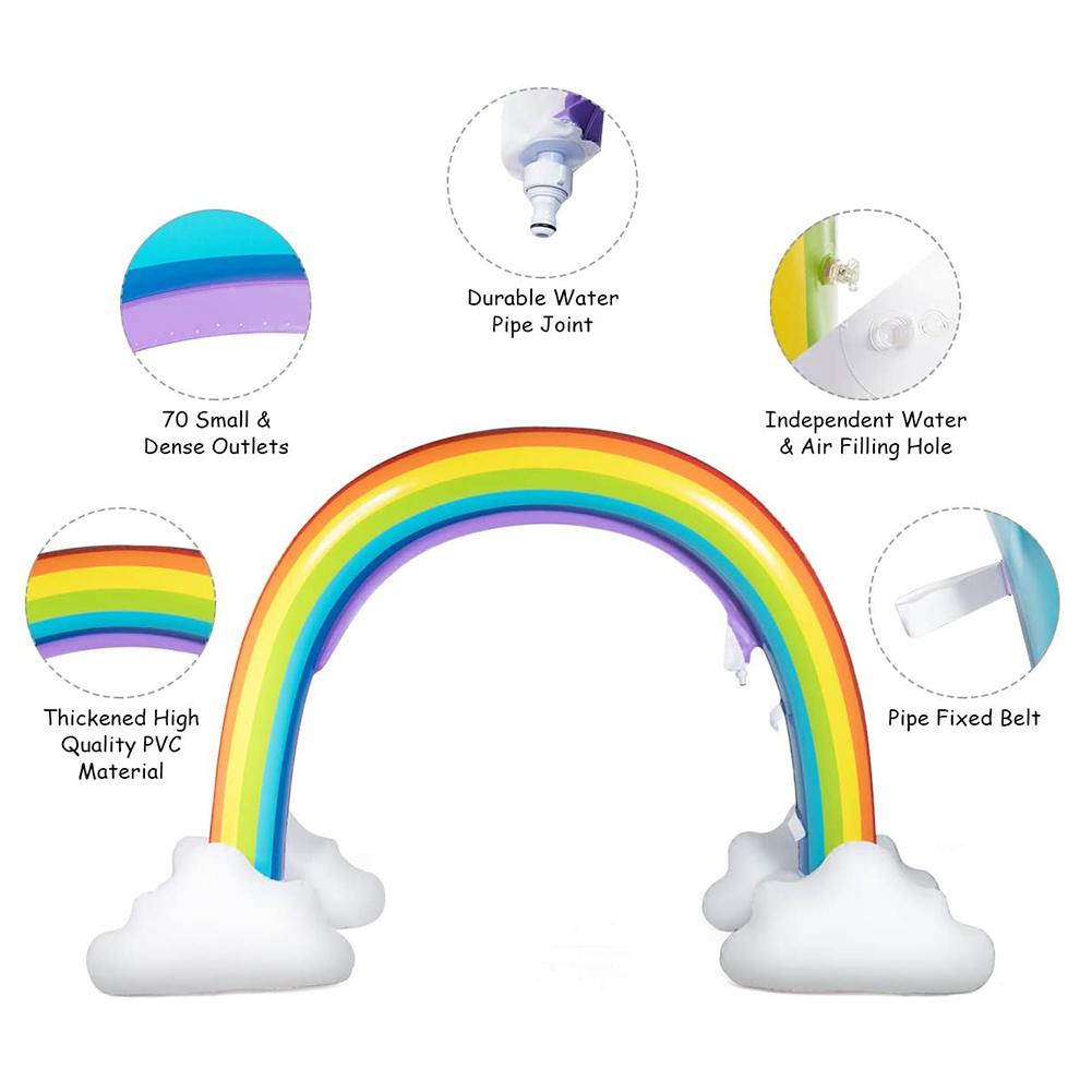 summer inflatable rainbow with sprinklers