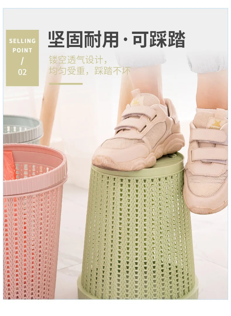 Rattan-Style Open Trash Can –