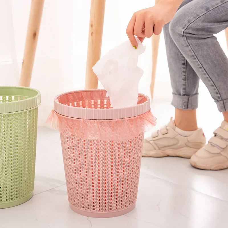 Rattan-Style Open Trash Can –