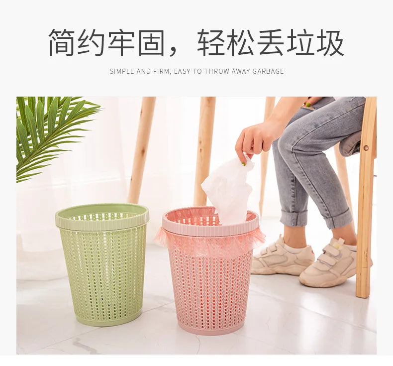 Rattan-Style Open Trash Can –