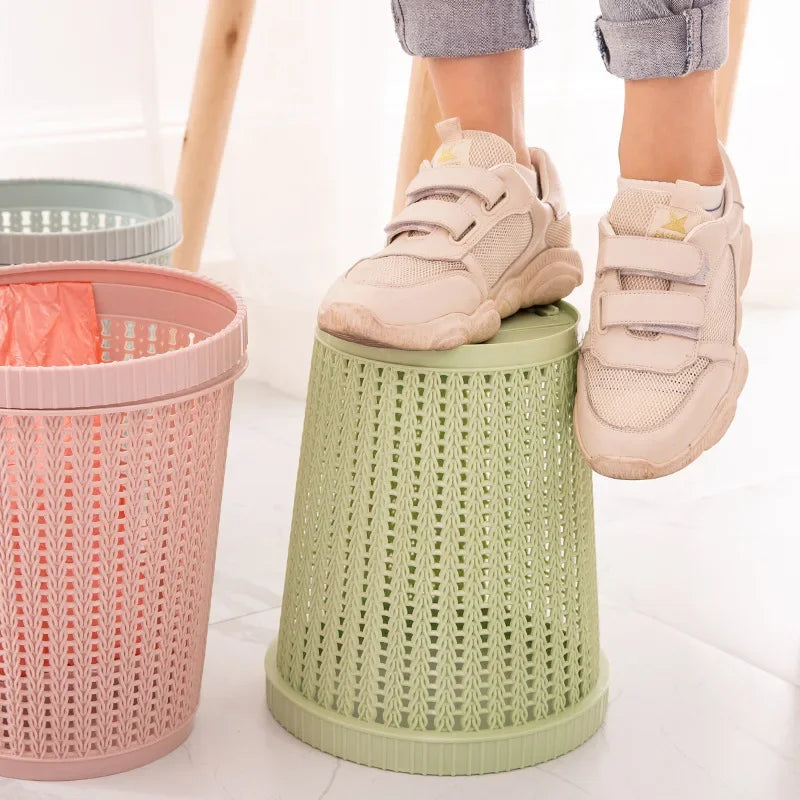 Rattan-Style Open Trash Can –