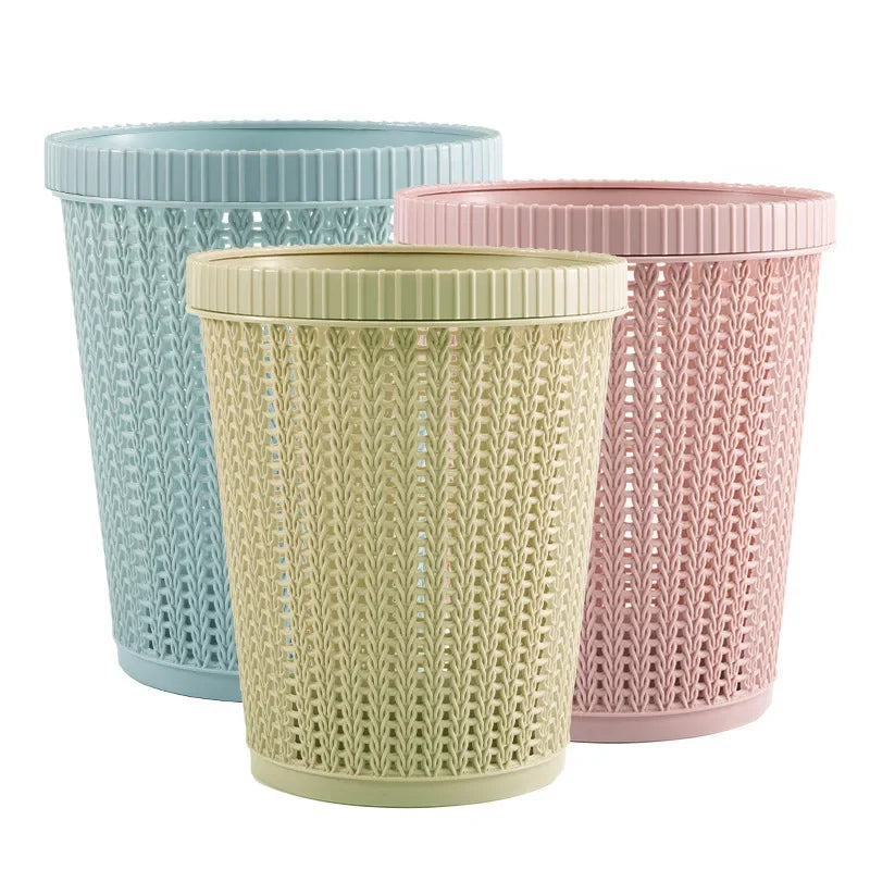 Rattan-Style Open Trash Can –