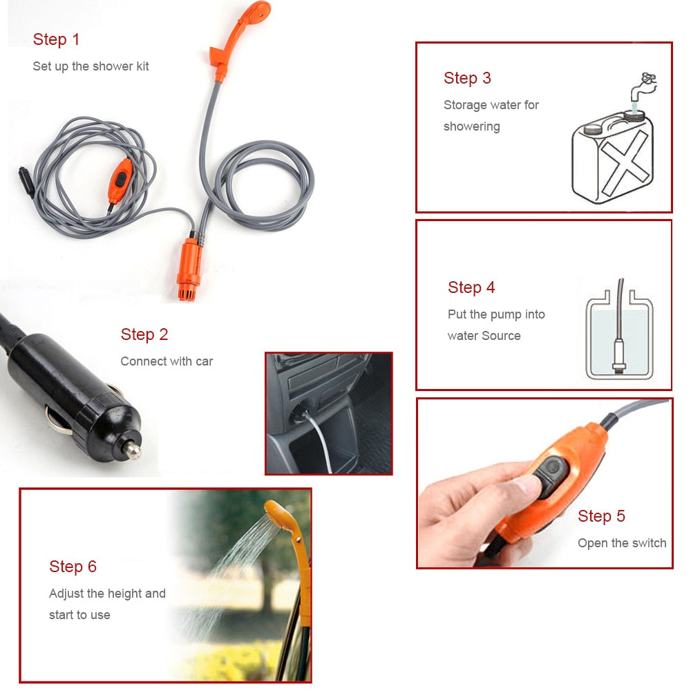 Home And Car Portable Bath Shower 12v