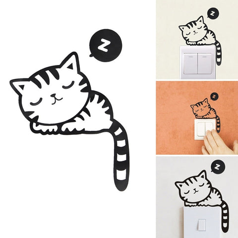 Switch Sticker Cat Sleeping Style Wall Decal Living Room Bedroom Home Decals Mural Art Wall Decal Bathroom Parlor Decal