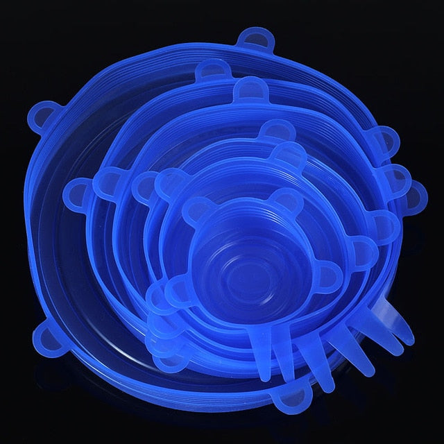 set of 6 protective silicone caps to protect your food and packaging