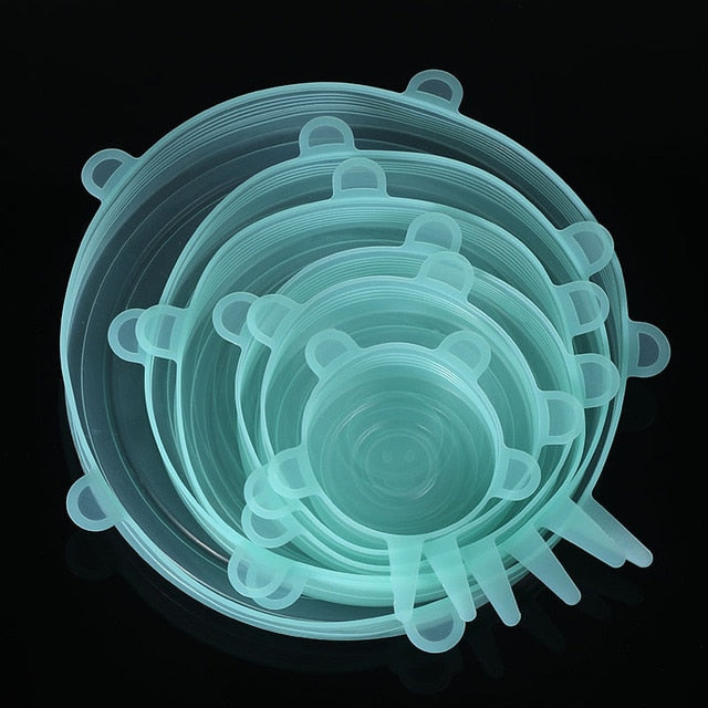 set of 6 protective silicone caps to protect your food and packaging