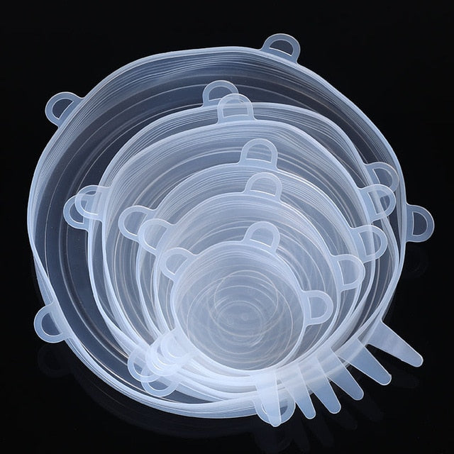 set of 6 protective silicone caps to protect your food and packaging