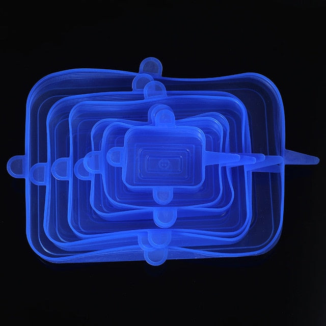 set of 6 protective silicone caps to protect your food and packaging