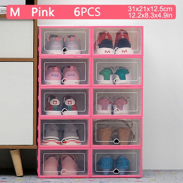 6pcs Fold Plastic shoe boxes