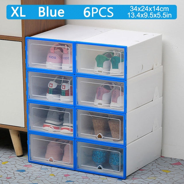 6pcs Fold Plastic shoe boxes