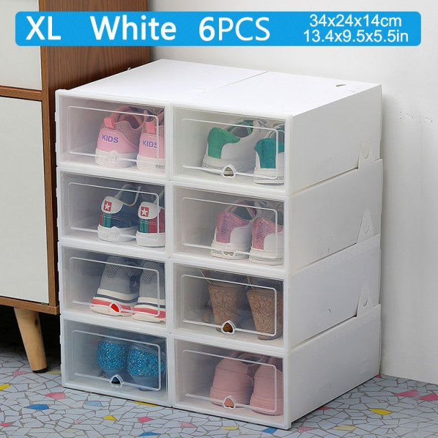 6pcs Fold Plastic shoe boxes