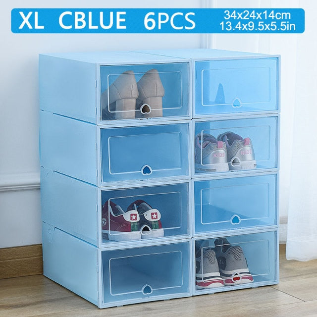 6pcs Fold Plastic shoe boxes