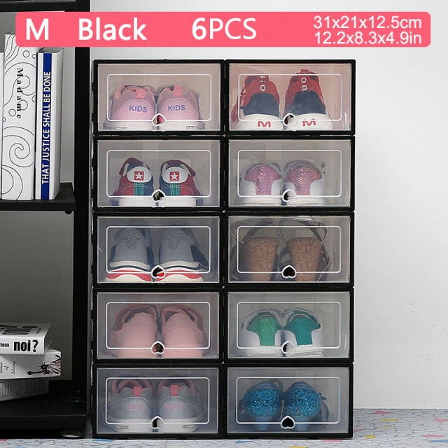 6pcs Fold Plastic shoe boxes