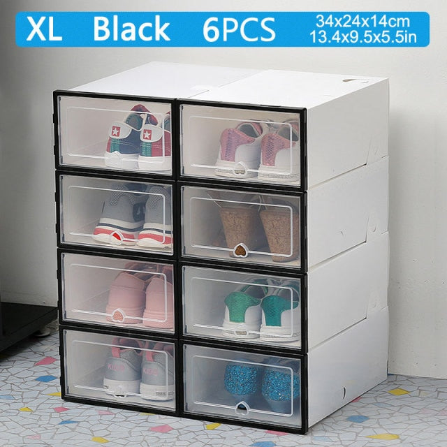 6pcs Fold Plastic shoe boxes