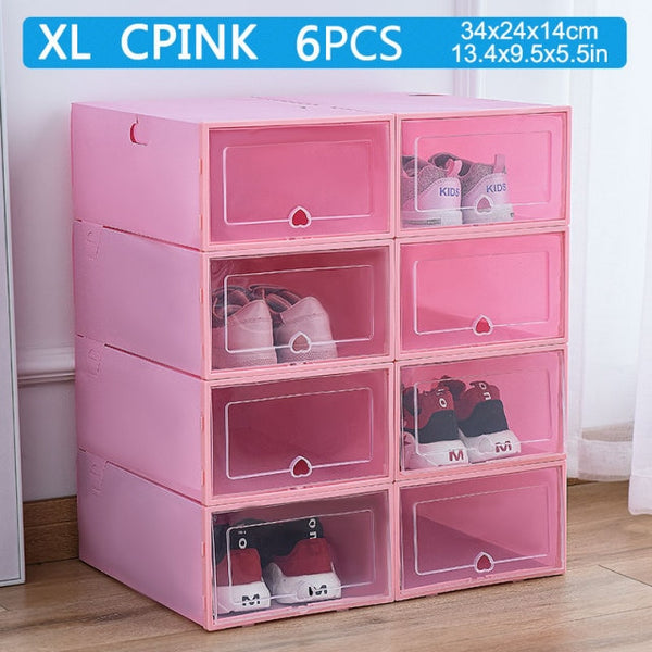 6pcs Fold Plastic shoe boxes